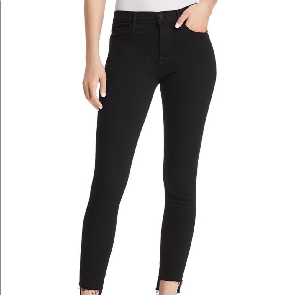 Frame Denim | Le Skinny De Jeanne Raw Stagger Mid Rise Black Skinny Jean Size 26
